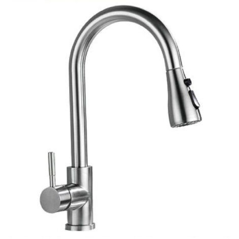TRADE SHOP - Miscelatore Cucina Rubinetto Con Doccetta Estraibile Monocomando Satinato 79572 - (1/4)