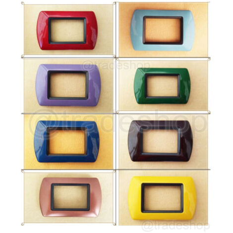 TRADE SHOP - Placchette Placche In Abs Compatibili Per Master Modo Colorra Placca Copriprese - Azzurro -3 fori -