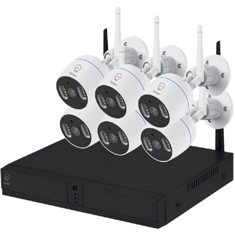 TrAdE Shop Traesio - Kit Di 6 Telecamere Di Videosorveglianza Ip Wifi 1080p Ip66 Con Nvr Tv-6125he 8+6 - (1/5)