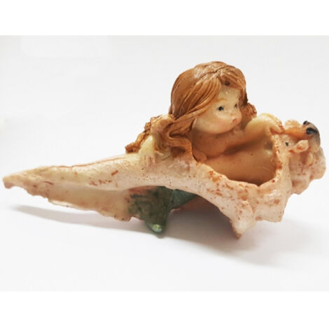 TRADE SHOP - Sirena Conchiglia Rocciosa 12x6x6cm Ornamento Acquario Decorazioni Arredo Pietra -