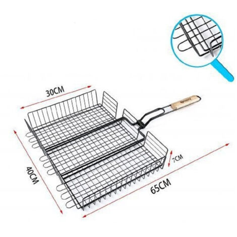 TRADE SHOP - Griglia Per Barbecue 65 X 40 X 30 X H7cm Per Braciata Carne Pesce Verdure 802051 -