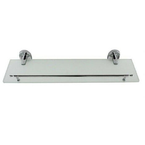 TRADE SHOP - Mensola In Vetro Per Bagno Acciaio Satinato Fissaggio A Parete Muro 50cm 69198 -