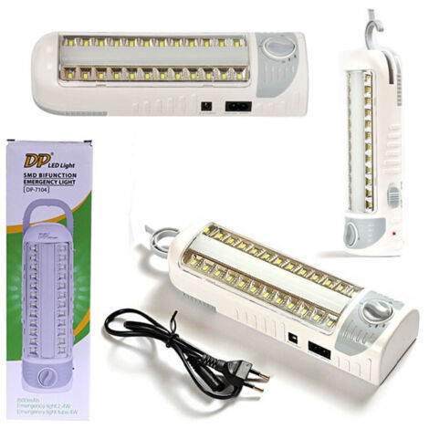 TRADE SHOP - Lampada Emergenza 24 Led Smd Con Neon Ricaricabile Per Casa Auto 4w 7104 -