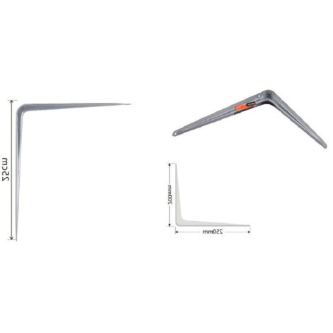 Kaela - Set 2pz Reggimensola Supporto Staffa Triangolo Mensola Metallo 25cm Grigio 91264 - (1/2)