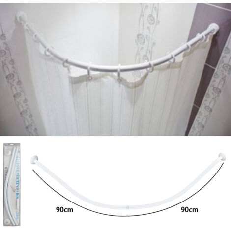 TRADE SHOP - Supporto Tenda Doccia Angolare Bianco Bagno 90x90cm Bastone Asta Telaio Curvo -