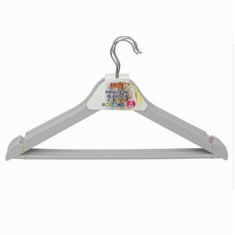 TRADE SHOP - Set 3pz Grucce Stampelle In Plastica Appendiabiti Vestiti Pantaloni Grigio 79315 -