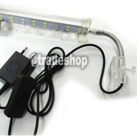 TRADE SHOP - Lampada Clip 22 Led Bordo Illuminazione Per Acquario Esterna Luce Bianca Blu 10w -