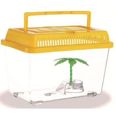 TRADE SHOP - Acquario Vaschetta Pesci Tartarughe Coperchio Maniglia Presa Aria 21x13.5x14 Cm -