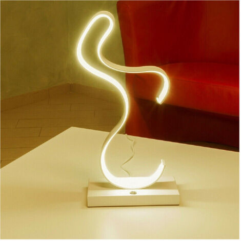 TRADE SHOP - Lampada Da Comodino Curva Lume 12w Lumino Moderno Luce Fredda Calda Naturale D03 - -Bianco Caldo - (1/3)