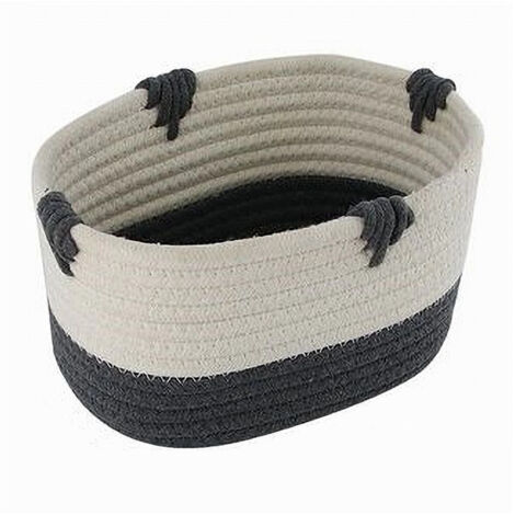 TRADE SHOP - Cesto Porta Biancheria Bicolore In Tessuto Intrecciato Cestino 20x15x11cm 10662 -