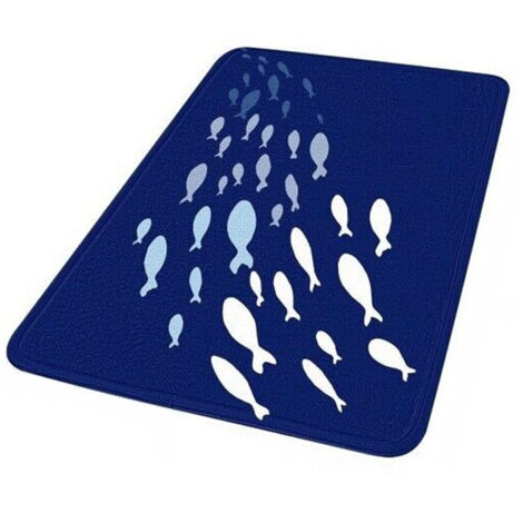 TRADE SHOP - Tappeto Tappetino Antiscivolo Tessuto Bagno Arredo 40x60cm Blu Pesciolini 69873 -