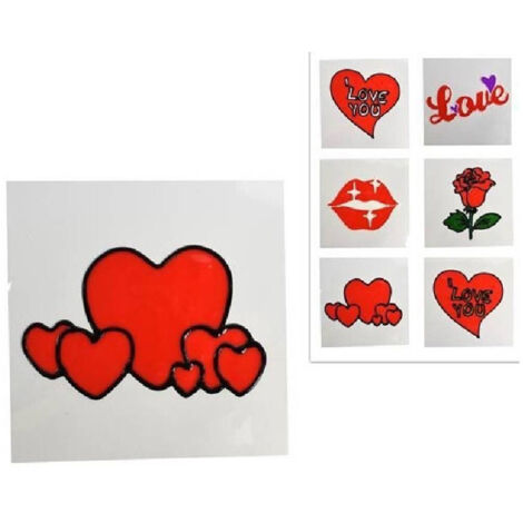 TRADE SHOP - Set 3 Vetrofania Adesivi Sticker 15cm San Valentino Amore Vari Modelli Assortiti - (1/2)