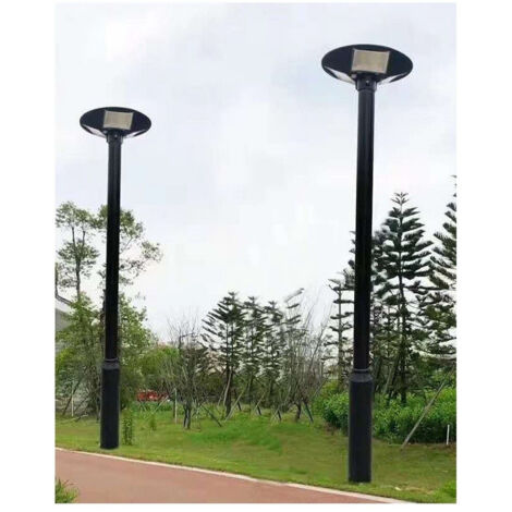 Lampada Da Terra For Esterni - Lampada Da Terra Impermeabile For Esterni A Tripla Testa, Palo Nero