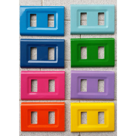 TRADE SHOP - Placchette Placche In Abs Serie Magic Elite Bticino Compatibili Color Copriprese - Blu Elettrico -5 fori -