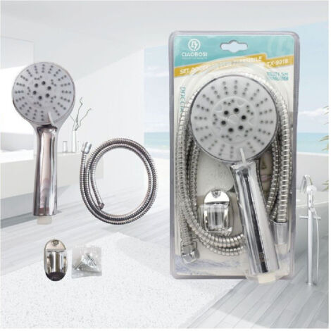 TRADE SHOP - Set Doccetta Soffione Doccia Con Tubo Flessibile 1.5 Metri Staffa Bagno Tx-9218 -