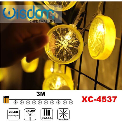 ENLACE Catena Luci LED A Fette Di Limone | 1,5 M 10 Luci | Giallo-Verde | Batteria | Atmosfera Estiva - 4