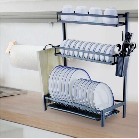 TRADE SHOP - Scolapiatti Colapiatti Base Appoggio In Acciaio 3 Ripiani 42 X 25x 60 Cm Mj-6014 -