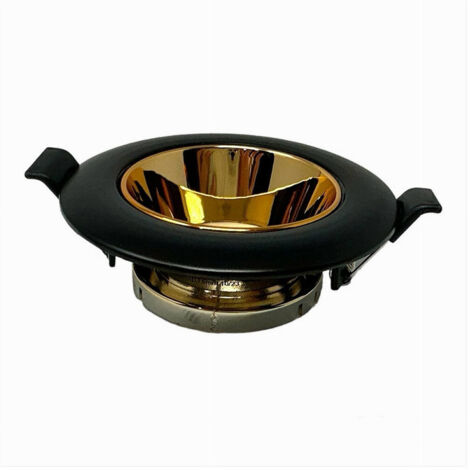 TRADE SHOP - Portafaretto Tondo Orientabile Incasso Supporto Faretto Nero E Oro P27-gu10-no - (1/5)