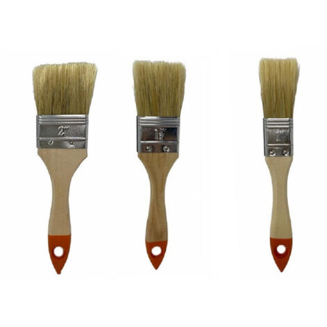 TRADE SHOP - Set 3 Pennelli Testa Piatta Pennello Per Pittura Vernice Varie Dimensioni 90307 -
