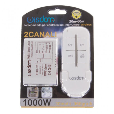 TRADE SHOP - Centralina 2 Canali + Telecomando Wireless Wisdom Per Controllo Luci Led 1000wx2 -