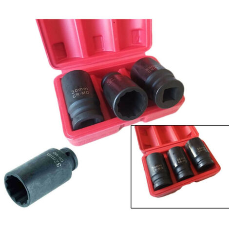 TrAdE Shop Traesio - Bussole Boccole Per Pistola Avvitatore Pneumatico Set 3 Pz 3/4" Da 30 A 36mm - (1/3)