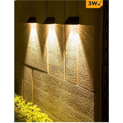 TRADE SHOP - Applique Led Con Pannello Solare A Parete 3 W Ip65 Luce 3000k 6500k Nero Yh0615 - -Bianco Caldo -