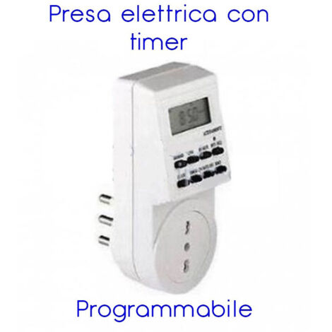 TRADE SHOP - Presa Elettrica 230 V Temporizzata Con Timer Settimanale E 24 Ore Programmabile -