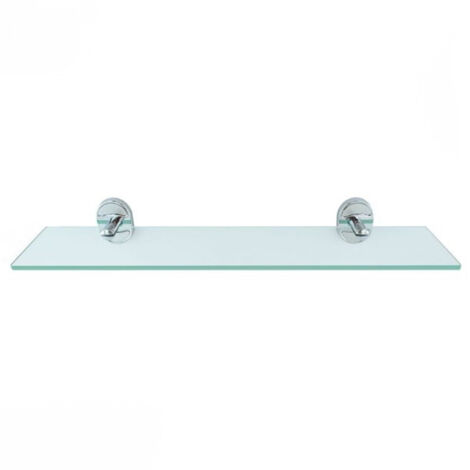 TRADE SHOP - Mensola In Vetro Bagno Con Reggimensola Acciaio Cromato Fissaggio A Parete 52002 -