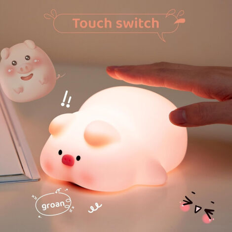 Luce Notturna A Forma Di Maiale In Silicone – Dimmerabile, Ricaricabile, 1200mAh, Per Bambini E Allattamento, 3000K