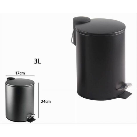 KSSKSS Pattumiera Per Bagno Sottile 10L In Acciaio Inox – Pedale, Chiusura Silenziosa, Secchio Rimovibile - 3