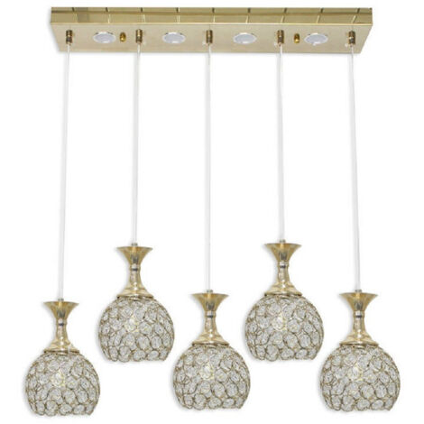 TRADE SHOP - Lampadario Da Soffitto A Sospensione Plafoniera Sfere Cristalli Attacco G9 B26 - Oro
