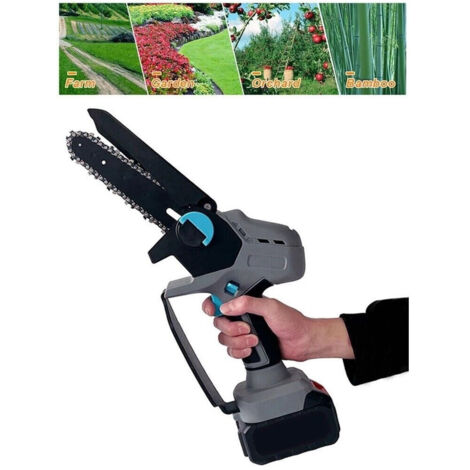 TRADE SHOP - Mini Motosega A Doppia Batteria 20v 5ah Tagliarami Elettrica Elettrosega 6" -