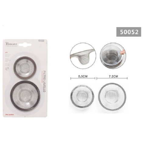 Kaela - Set 2 Pz Filtro Filtri Per Lavello ø 7.2/5,5cm Per Cucina Bagno In Acciaio 50052 - (1/2)