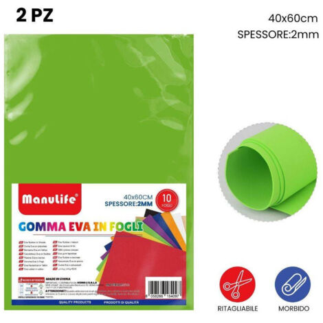 Fogli Di Gomma Eva Verde Per Fai Da Te - Lisci, Spessi 2mm, Perfetti Per Lavoretti Creativi - Foto 5