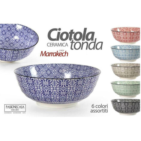 Kaela - Ciotola Tonda Multiuso In Ceramica Decorata Marracash 13x13x5,7cm 6 Colori 771613 - (1/3)