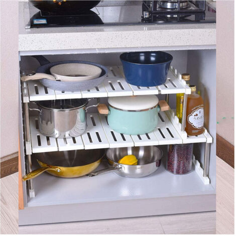 TRADE SHOP - Mensola Sovrapponibile Salvaspazio Organizer Impilabile Armadio Mobili 65x24x30 -