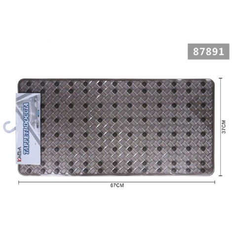 TRADE SHOP - Tappeto Antiscivolo Rettangolo Per Bagno Doccia Intrecciato Grigio 37x67cm 87891 -