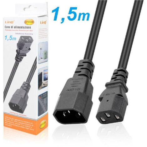 TRADE SHOP - Cavo Alimentazione Prolunga Interfaccia Maschio A Femminile Per Ups 1.5mt Dp-eu2b -