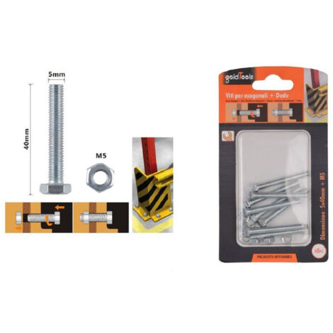 TRADE SHOP - Set 8pz Vite Viti Per Esterno A Testa Esagonali 5 X 40 Mm Con Dadi Dado M5 90912 - (1/2)