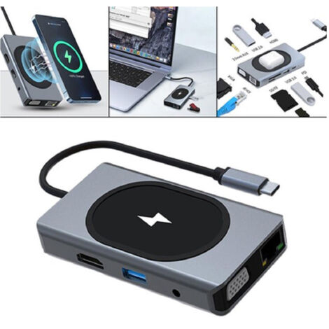 Andowl - Hub Docking Station Usb-c Con Ricarica Wireless Q-hu666 Adattatore Multifunzione - (1/5)