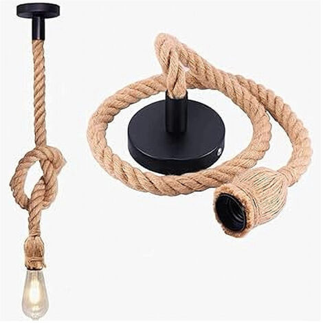 Lampada a sospensione rustica in corda marrone ø10 cm