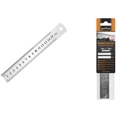 TRADE SHOP - Righello Metro In Acciaio Inox Metallo 1mm A 15cm Riga Segnatura Cm Inch 97761 -