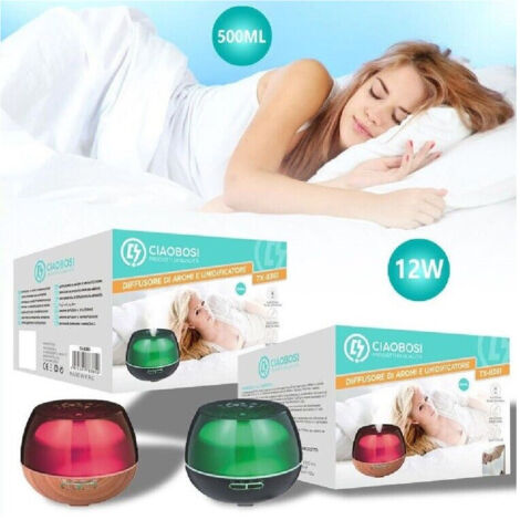 TRADE SHOP - Diffusore Aromi Umidificatore Ultrasuoni 500ml 12w Aromaterapia 7 Colori Tx-8361 -