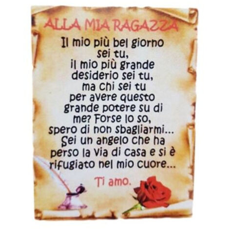 TRADE SHOP - Calamita Magnete Magnetino Rettangolare Idea Regalo Frasi Dedica Fidanzata -
