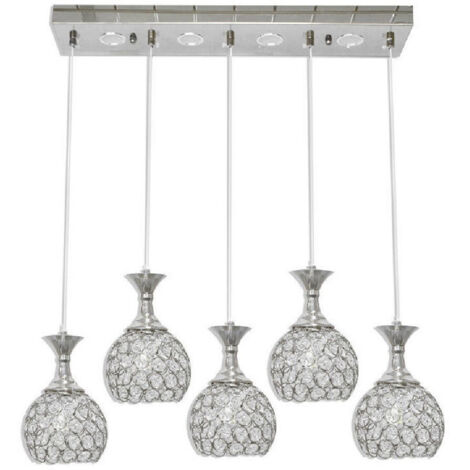 TRADE SHOP - Lampadario Da Soffitto A Sospensione Plafoniera Sfere Cristalli Attacco G9 B26 - Argento