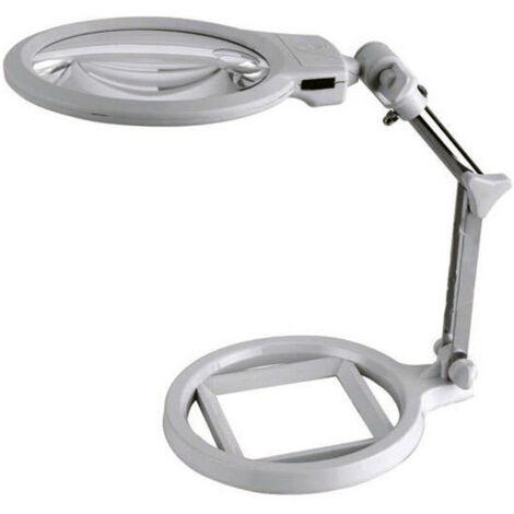 TRADE SHOP - Lampada Lente Di Ingrandimento Da Tavolo Con Luce 2 Led Portatile 130 Mm A 26mm -