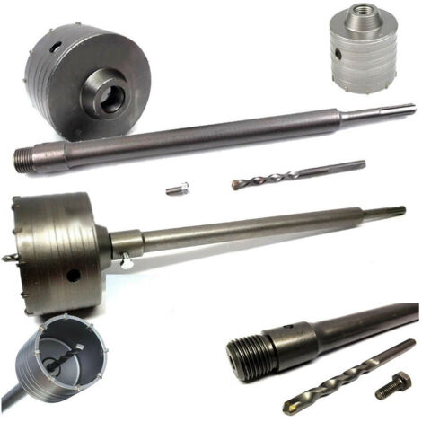 TRADE SHOP - Fresa Carotatrice A Tazza Per Muro Da 30mm A 130mm + Asta Da 65 Cm Sds Plus - 90 mm