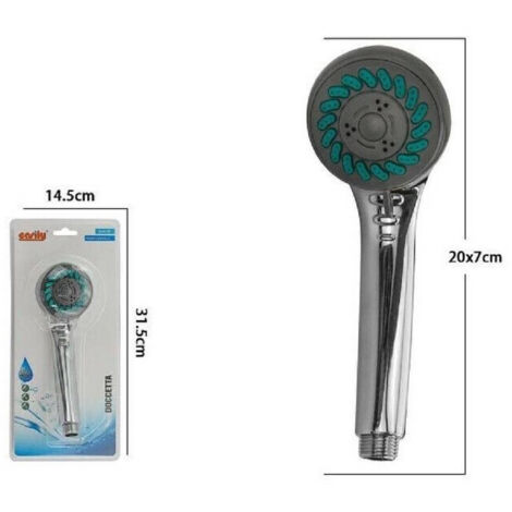 Soffione Doccia A Mano Rotondo Cromato Con 3 Modalità (Pioggia, Getto, Mix) - Ugelli In Silicone Facili Da Pulire - Risparmio Idrico 20% - 5