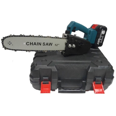 TRADE SHOP - Mini Elettrosega 12" 2 Batterie 21v Con Serbatoio Olio Motosega Elettrica Valigia -