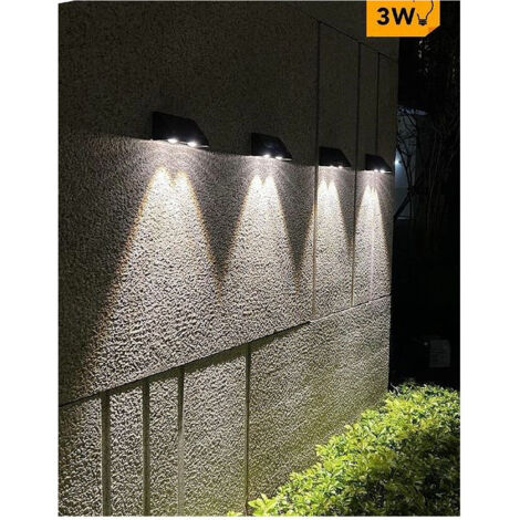 TRADE SHOP - Applique Led Con Pannello Solare A Parete 3 W Ip65 Luce 3000k 6500k Nero Yh0615 - -Bianco Freddo -
